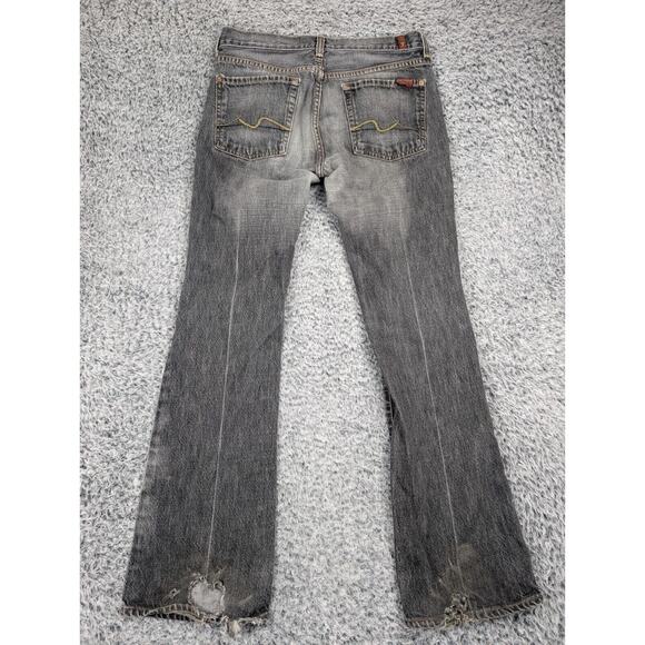 7 For All Mankind Jeans Womens 27 Black Bootcut Stretch Denim Distressed Grunge - Picture 2 of 9